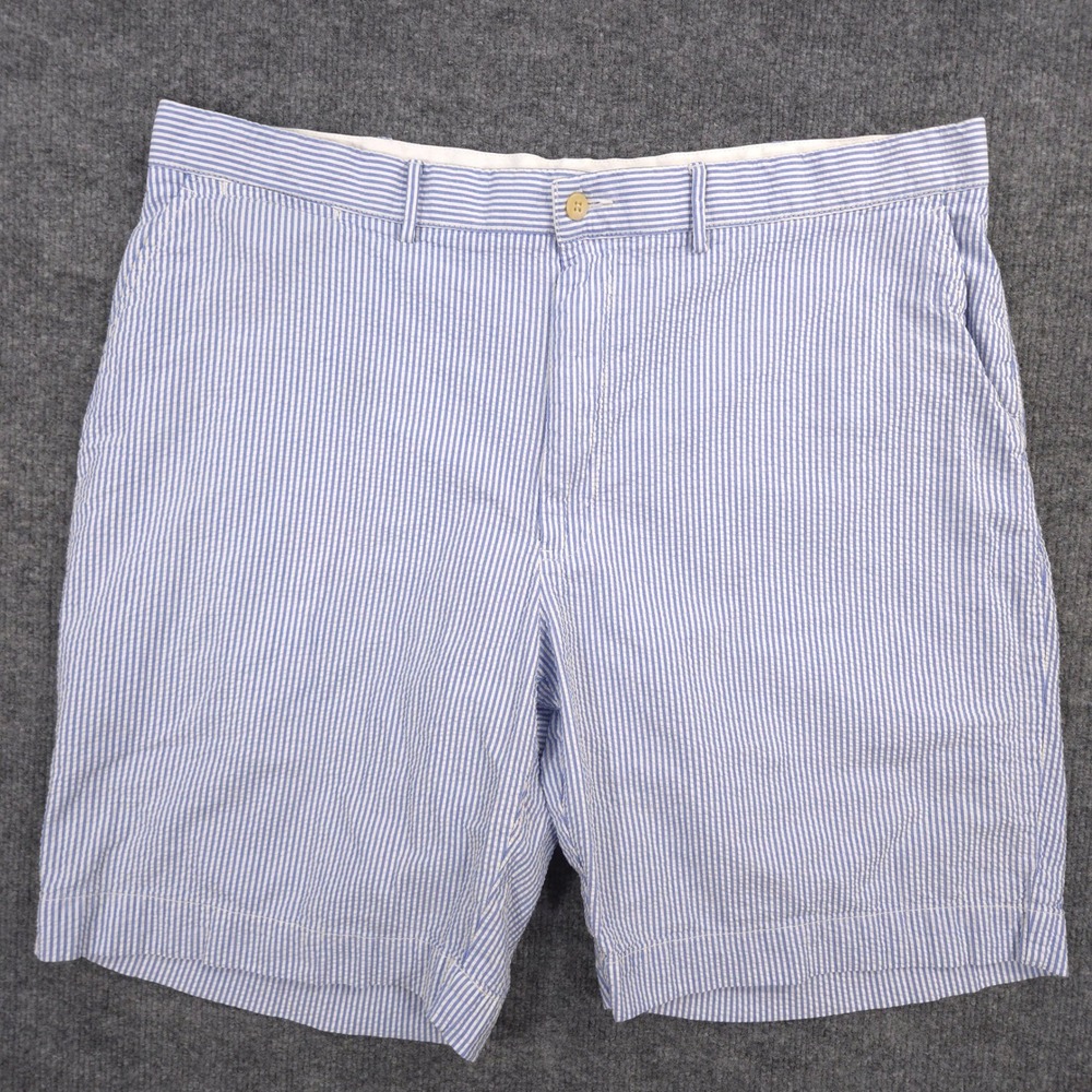 Vintage Polo Ralph Lauren Seersucker Shorts Mens 38 Blue Striped Chino Preppy